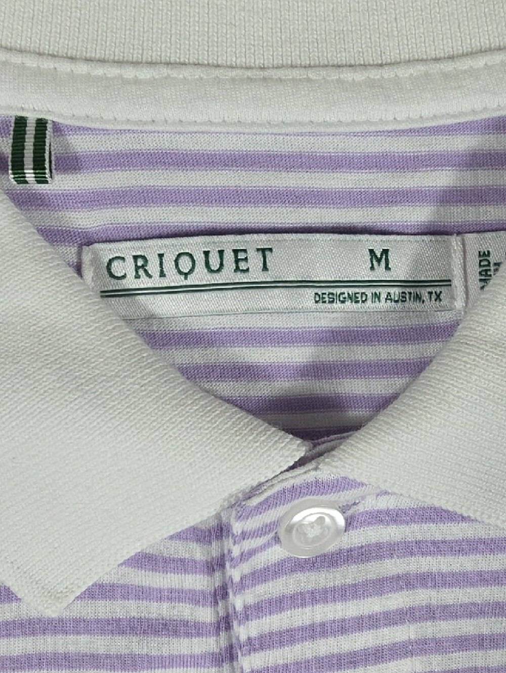 Criquet Men's Lavender Stripe Polo with White Contrast Collar - Picture 8 of 9